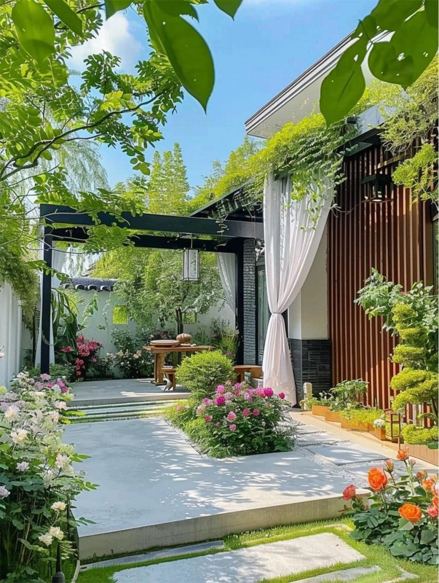 Sân vườn hiện đại sau nhà - zion's